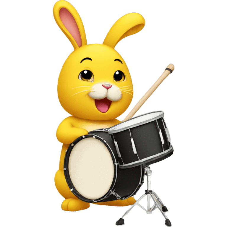 yellow bunny with a drum emoji