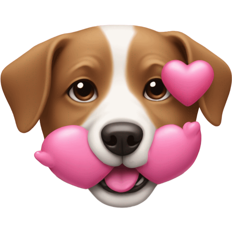 Dog with pink heart emoji