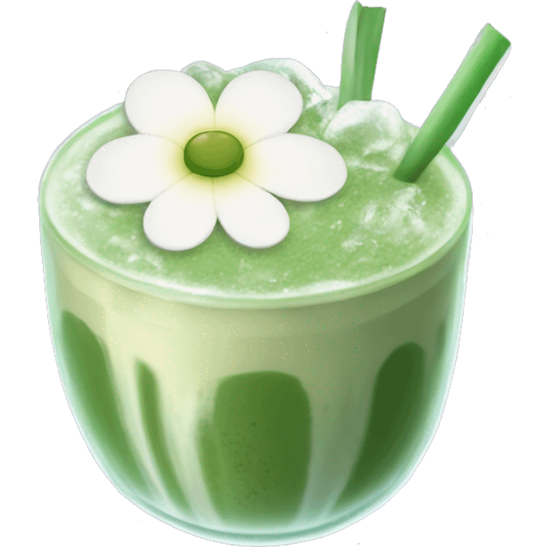 Iced Matcha Latte mit einer weißen Blume drauf emoji