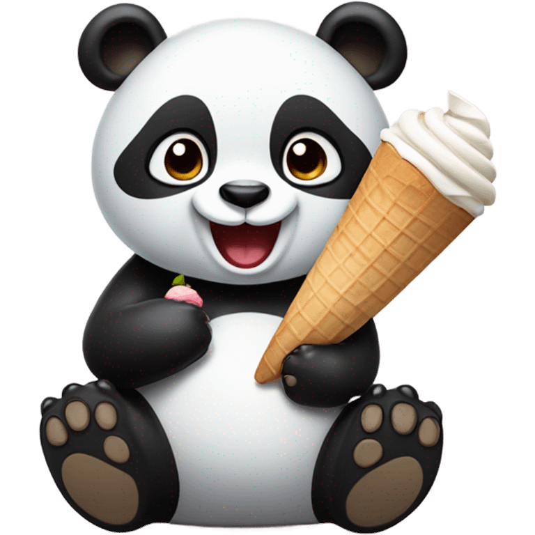 Panda eating ice cream emoji