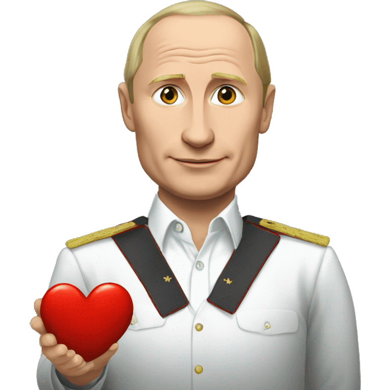 Putin holding a red heart emoji