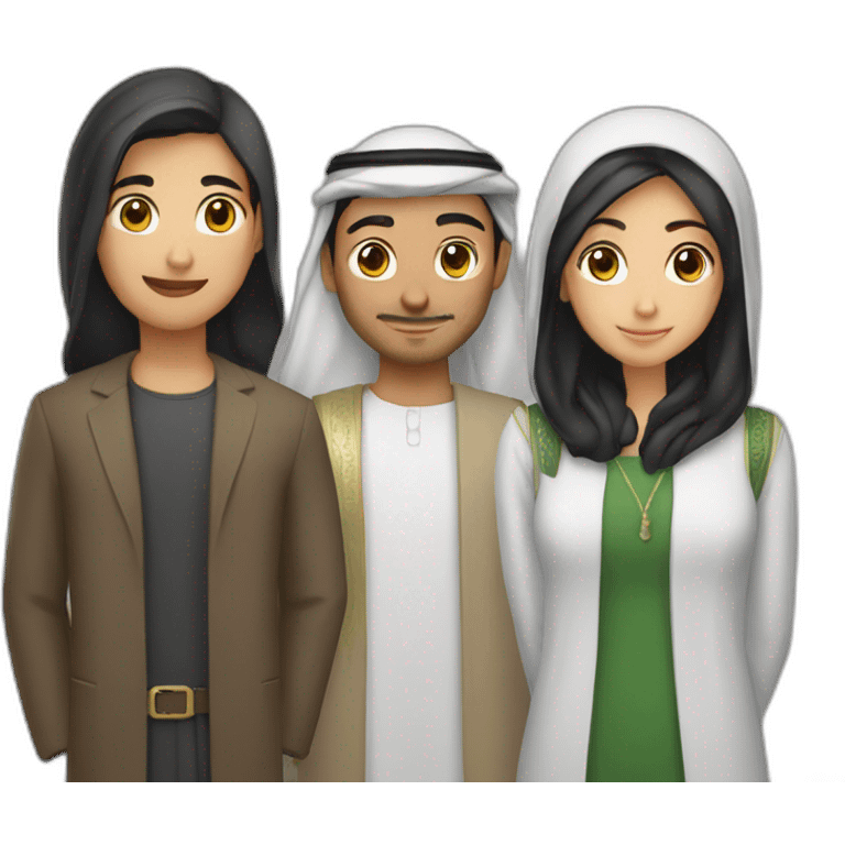 Arab asian and italian friends standing together emoji