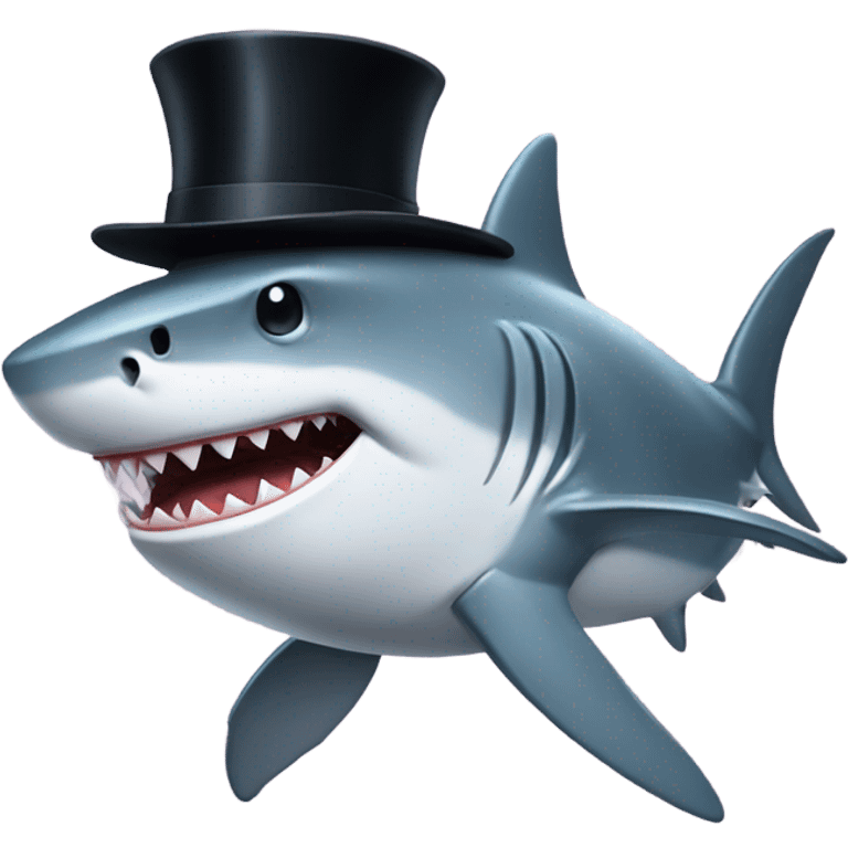 Shark with a top hat emoji