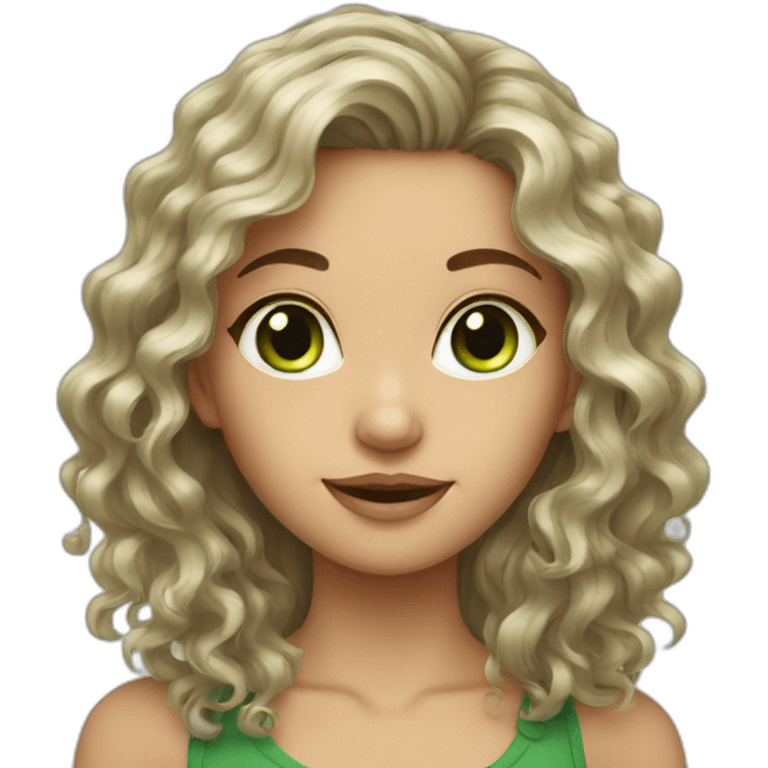 wavy hair girl with green eyes emoji