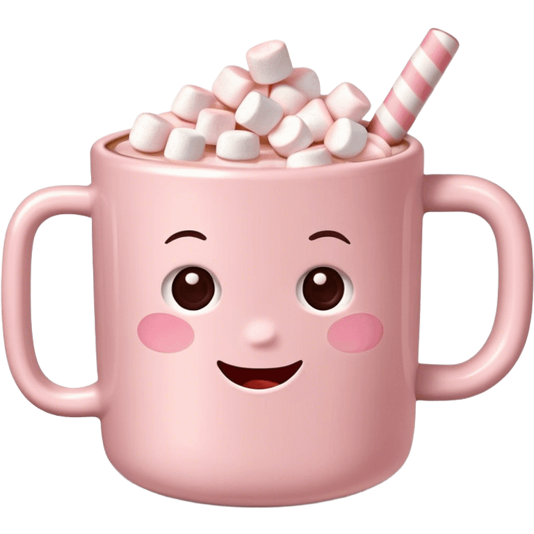 Light Pink mug of hot chocolate with marshmallows  emoji