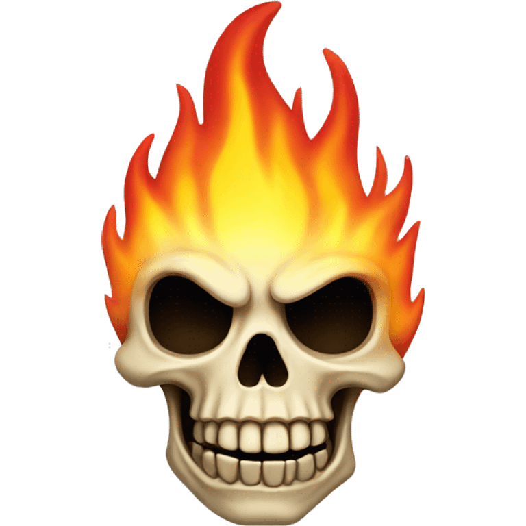 Flaming cartoon skull emoji