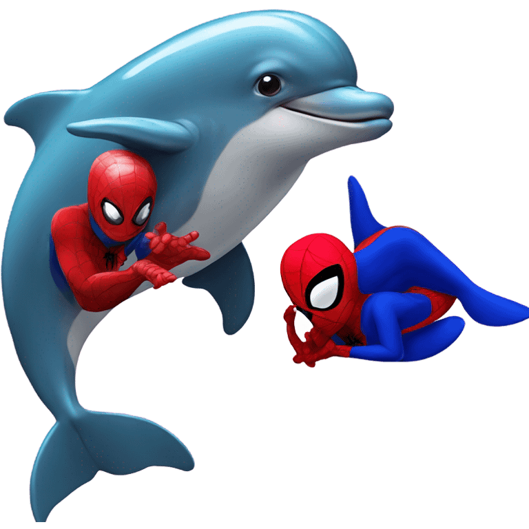 Dolphin with spiderman emoji