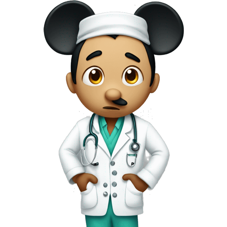 Mickey Mouse dressed as a Bengali doctor looking Sad  emoji