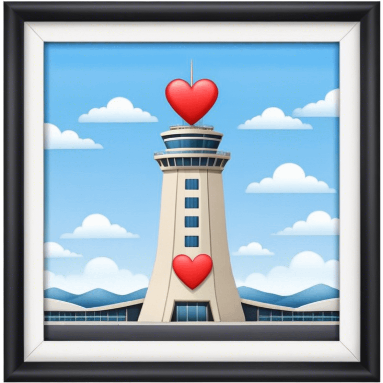 Airport tower with heart emoji