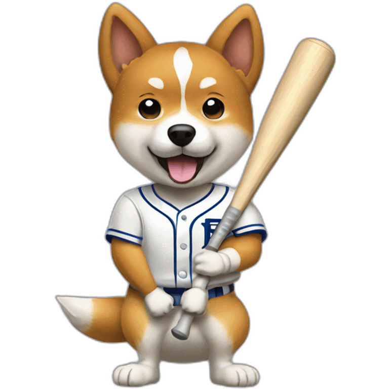 baseball player shiba-with-baseball-bat emoji