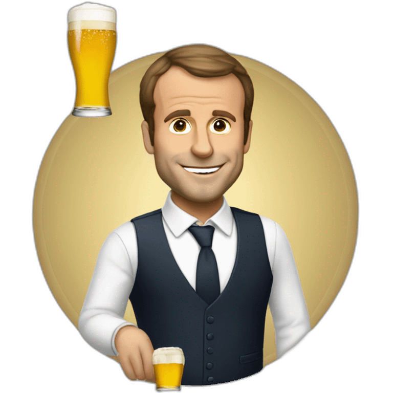 Macron avec une bière emoji