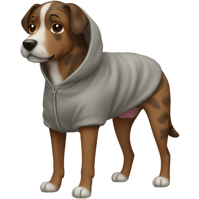 Brindle dog in a hoodie emoji