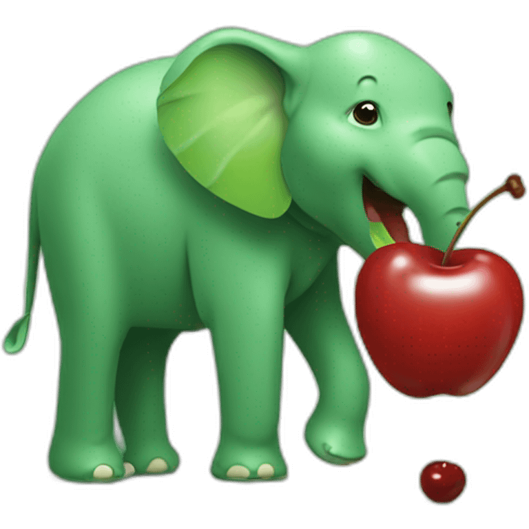 green elephant eating a cherry emoji