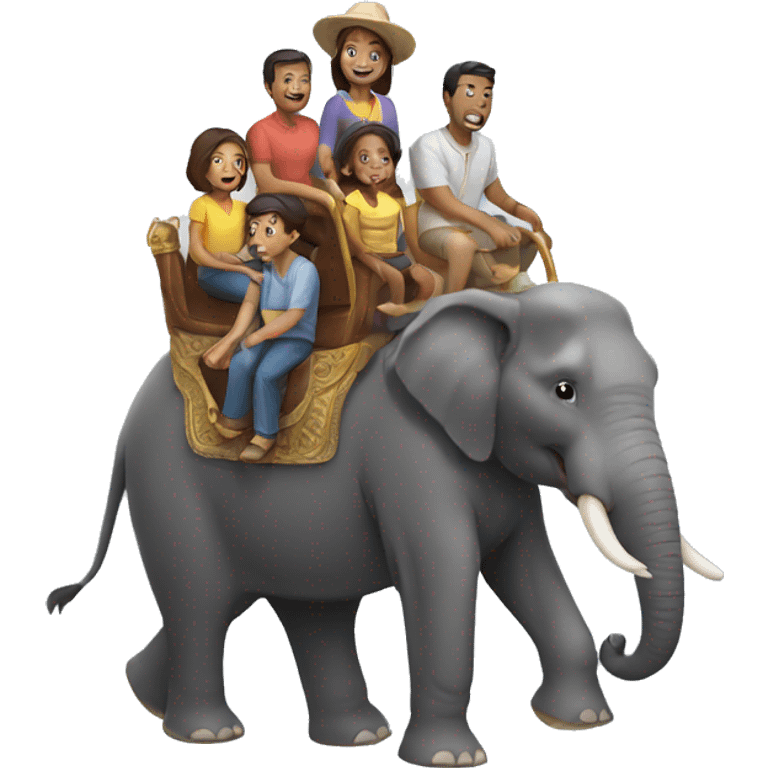 family riding elephant emoji