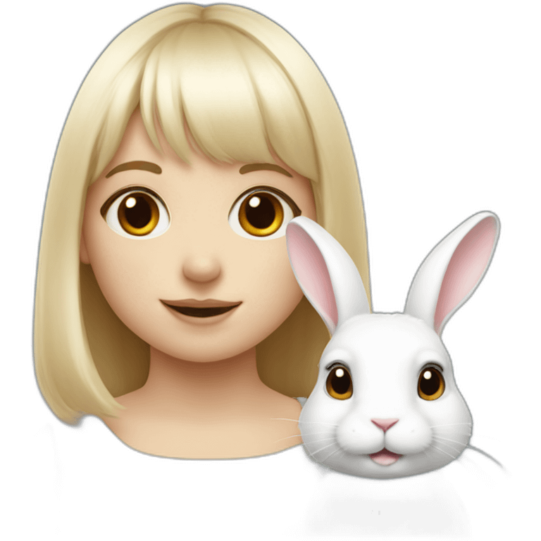 white rabbit with a little girl with bangs emoji