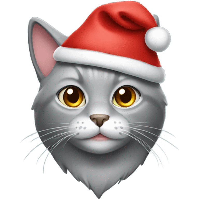 Grey cat with christmas hat emoji