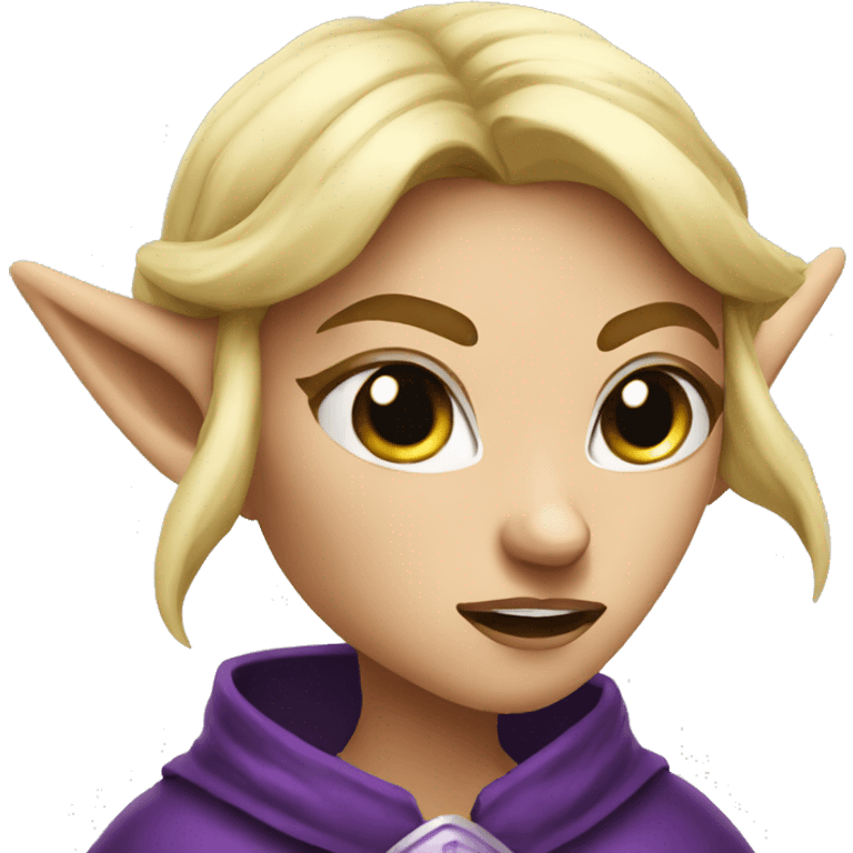 Noble female Elf with Elf ears and blonde hair and purple robes Angry angry angry expression emoji