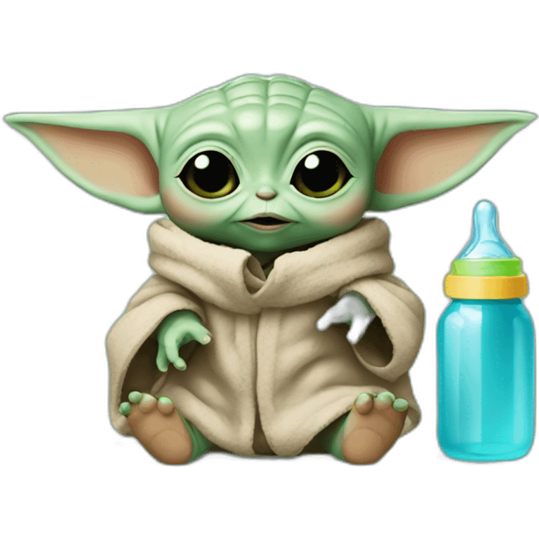 baby yoda with baby bottle emoji