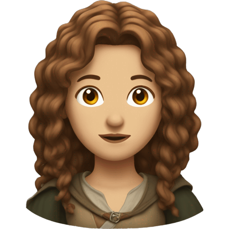 female character with brown bulk hair
 in Lord of the rings style emoji