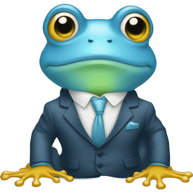 baby blue frog wearing a suit sipping a late emoji