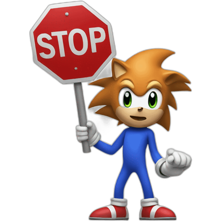 sonic holding stop signboard emoji