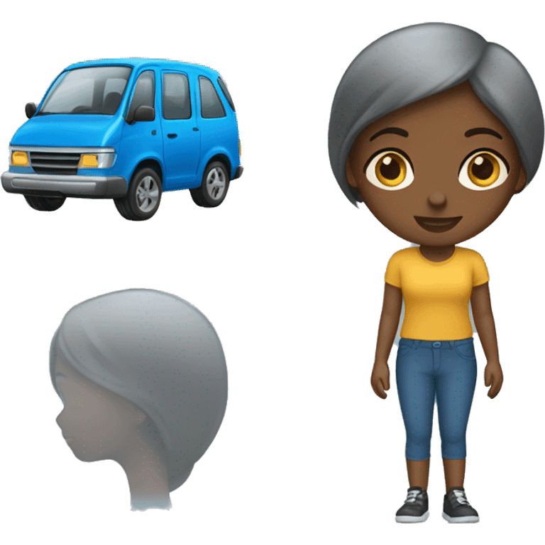 Black girl drive blue box car emoji