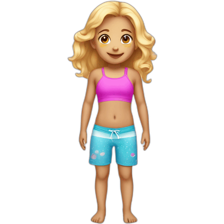 full body little female child light skin tankini cute adorable sweet emoji