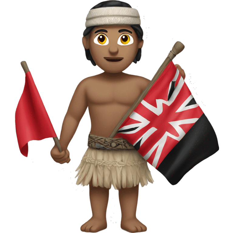 Maori holding a red, white and black flag emoji