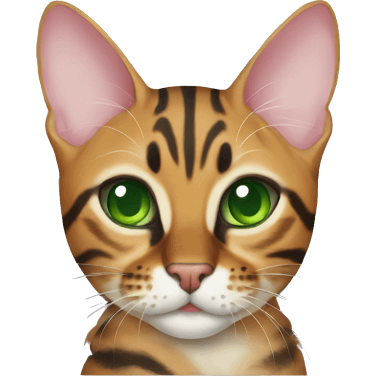 Bengal cat with green eyes and red bow emoji