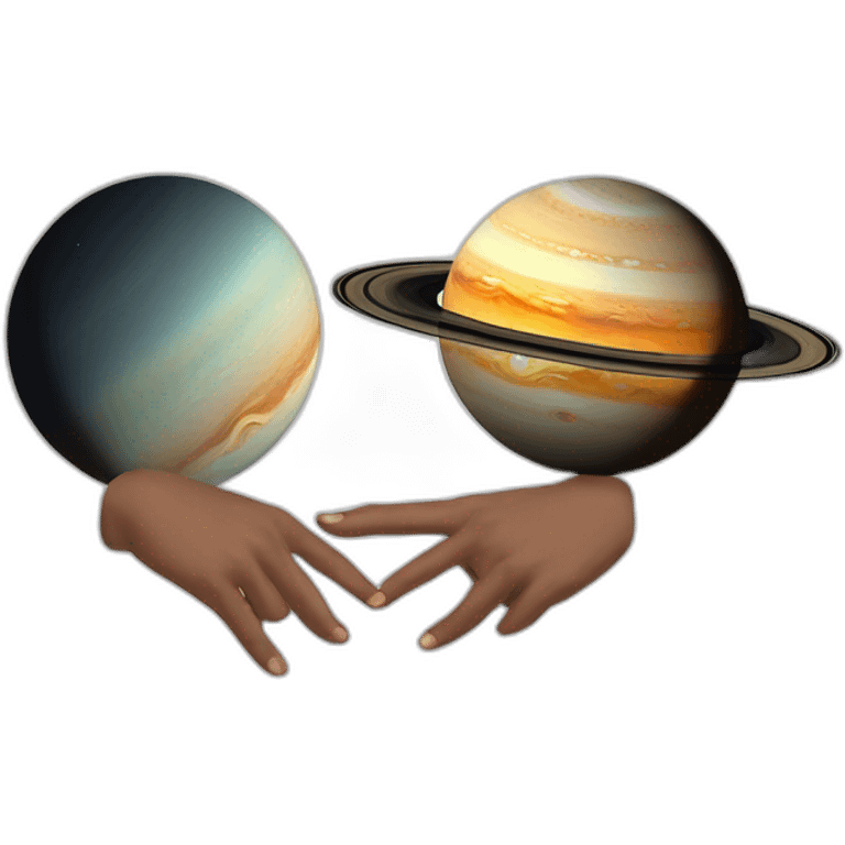 saturn holding hands with jupiter emoji