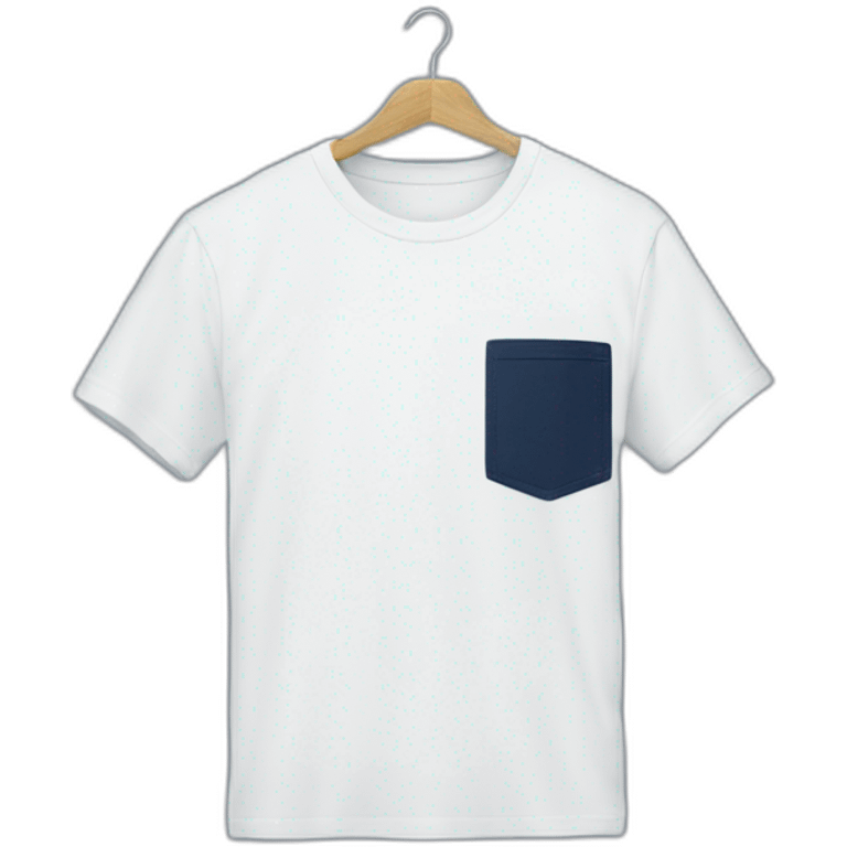 white tshirt with navy letter r on breast pocket emoji