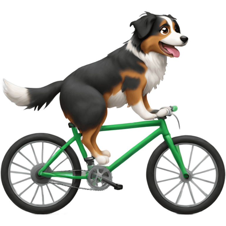 Australian shepherd riding bike emoji