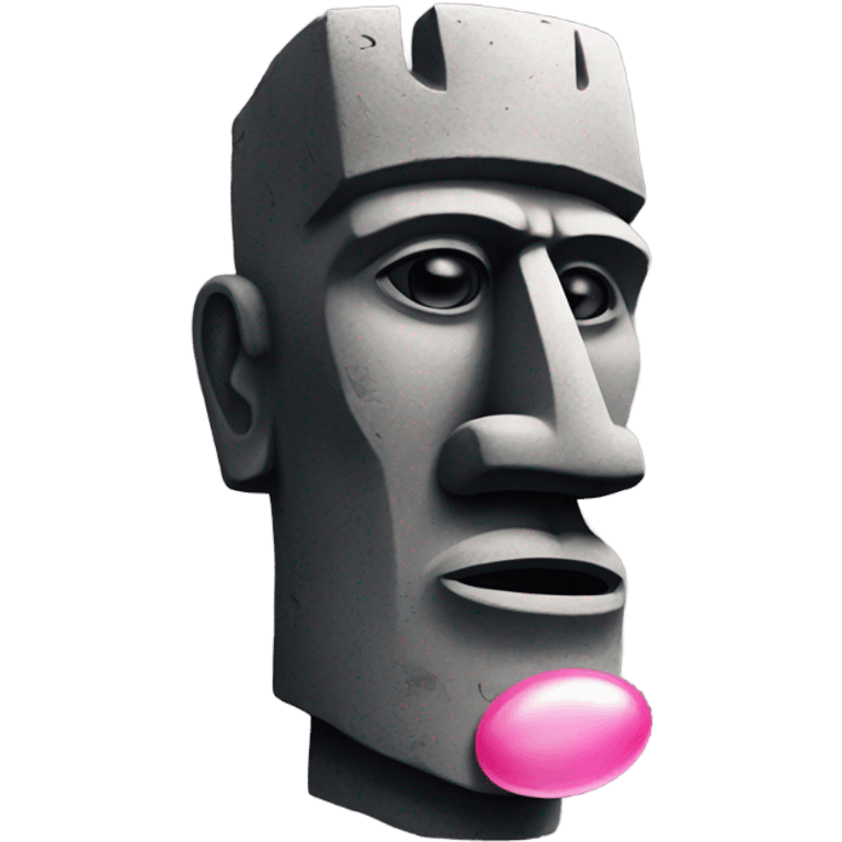 Easter island head blowing bubble gum  emoji