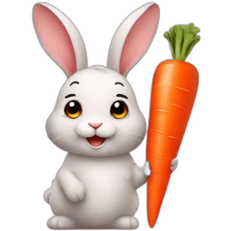 Cute rabbit with a carrot emoji