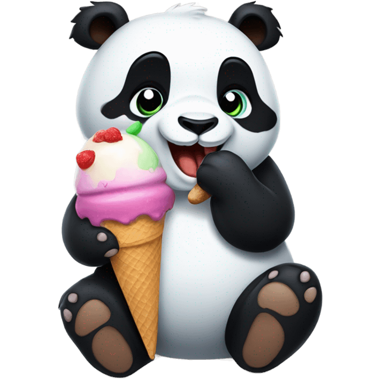 Panda eating ice cream emoji