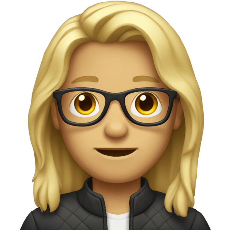 Boy with blond long hair with glasses emoji