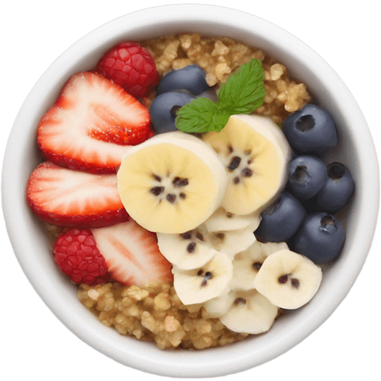 White acai bowl with toppings emoji