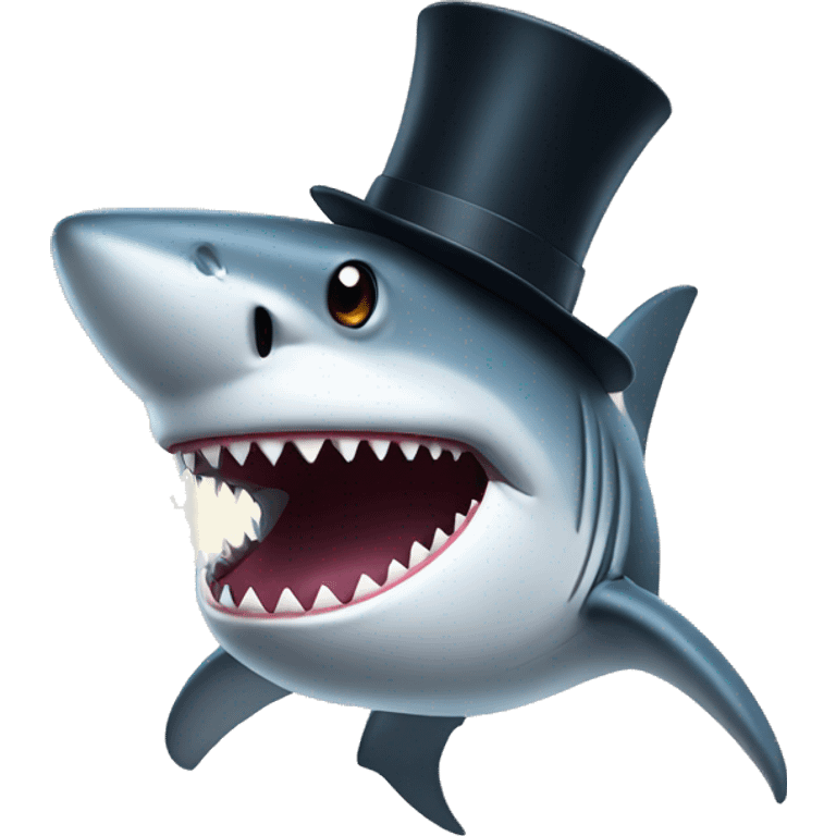 Shark with a top hat emoji