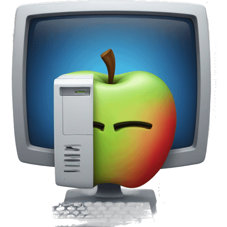 computer with apple in front of it  emoji