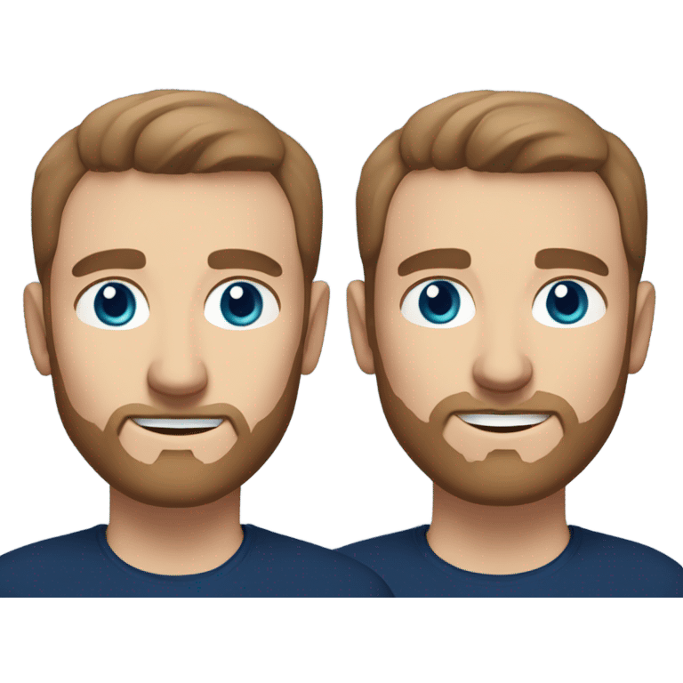 irish man blue eyes, brown short receding hair and short beard, wearing a smart navy blue jumper. emoji