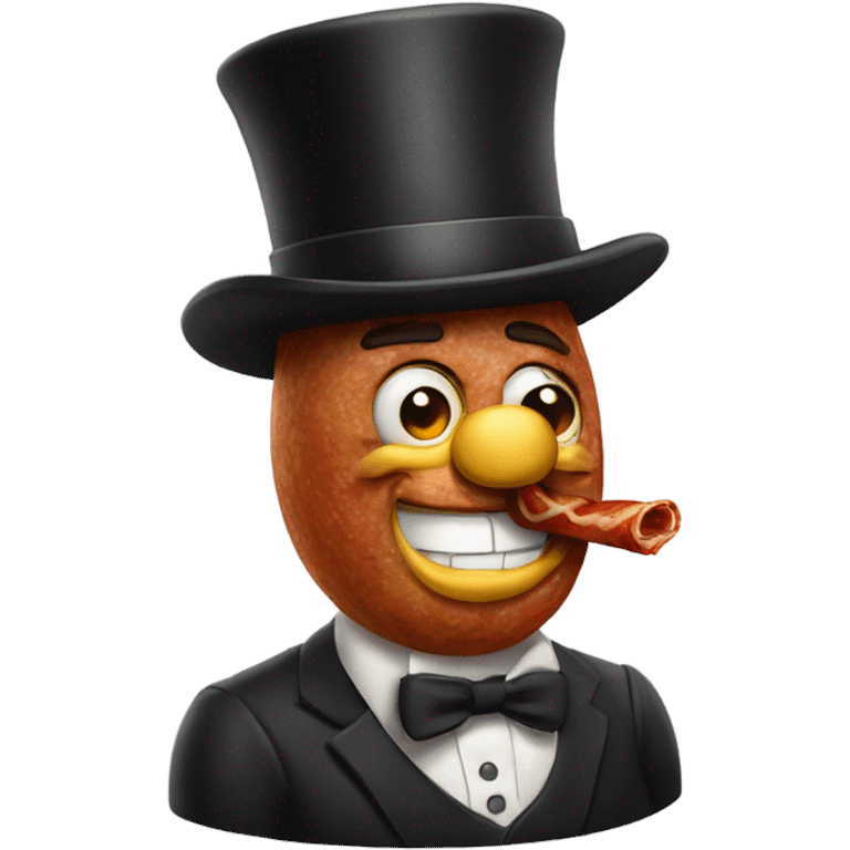 Oh, create a piece of bacon, wearing a top hat and smoking a pipe emoji