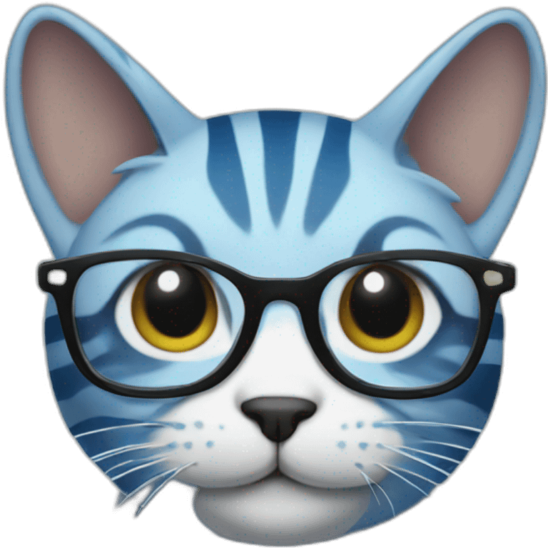 Blue striped cat with glasses emoji