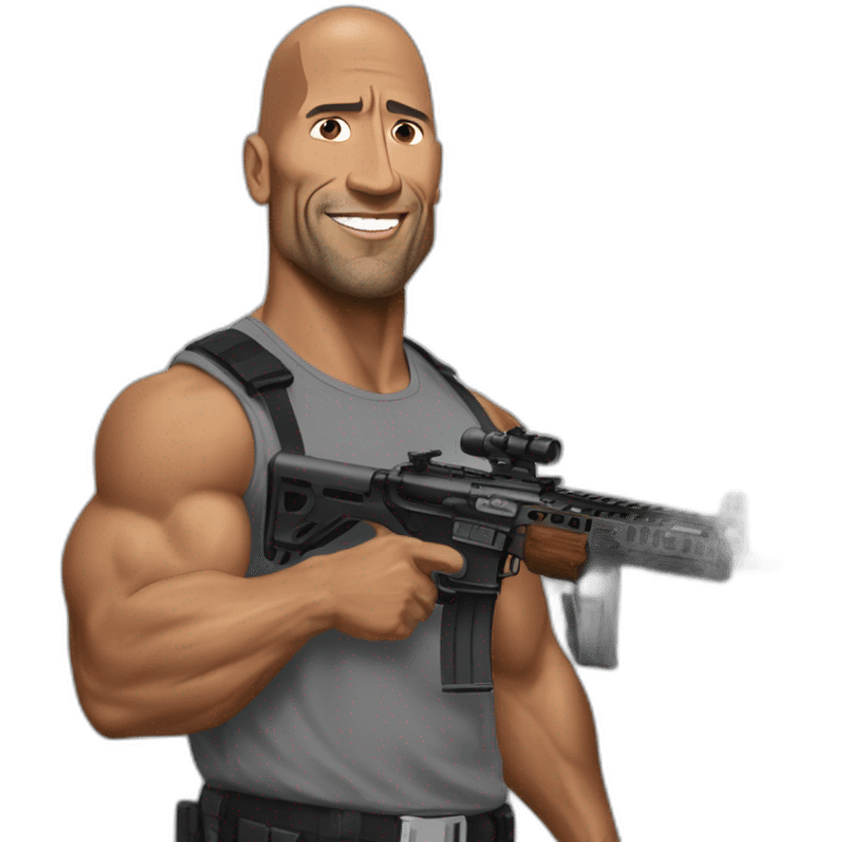 The rock estilo realista con un rifle en el hombro emoji