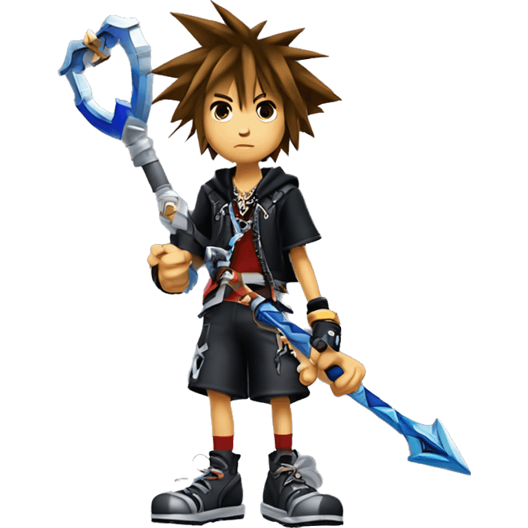 Sora from kingdom hearts wielding his keyblade from kingdom hearts emoji