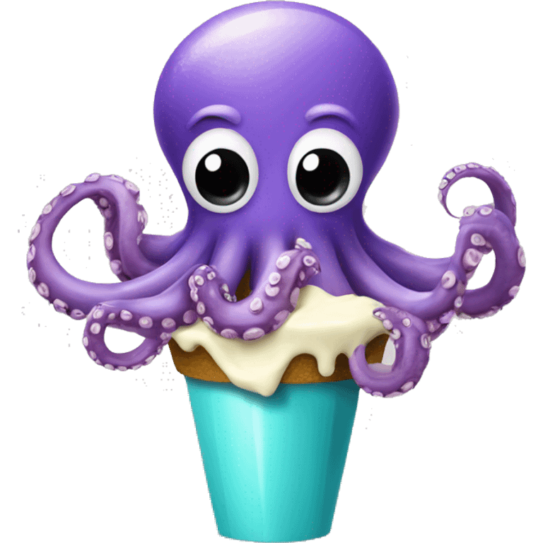 OCTOPUS EATING ICECREAM emoji