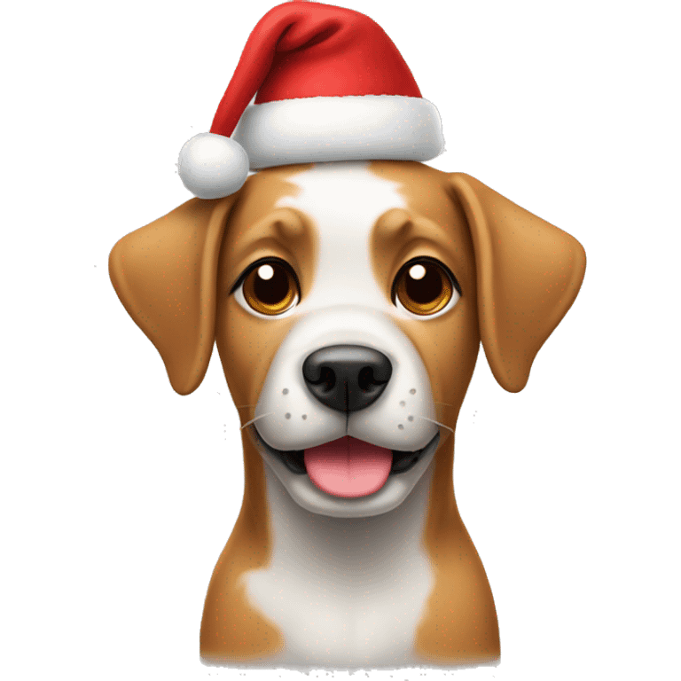 dog with a christmas hat emoji