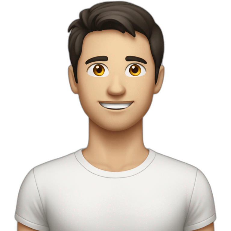 dark-haired-white-young-man-in-white-t-shirt-victory emoji