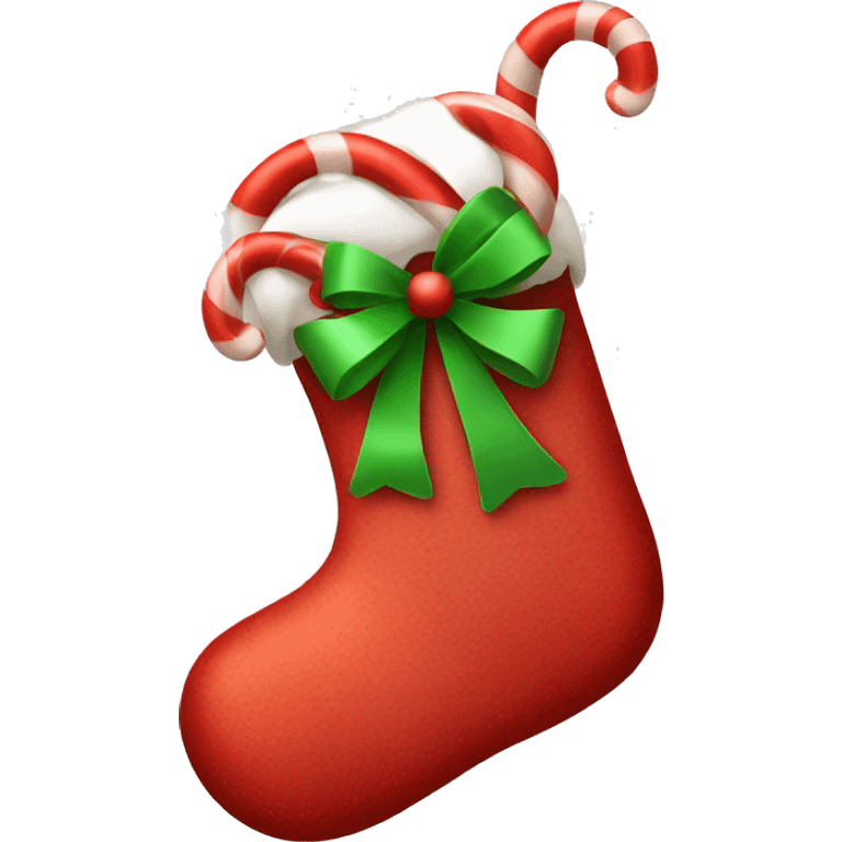 Christmas stocking with candy canes emoji