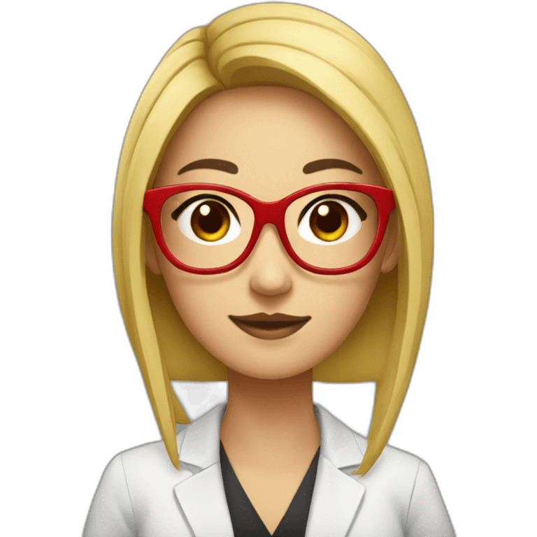 Young woman asiatic teacher with red glasses and lot of flashy colors with black eyes and black square hairs  emoji