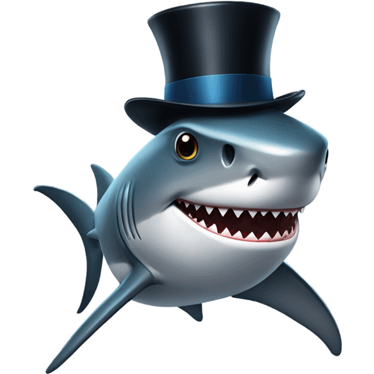 Shark with a top hat emoji